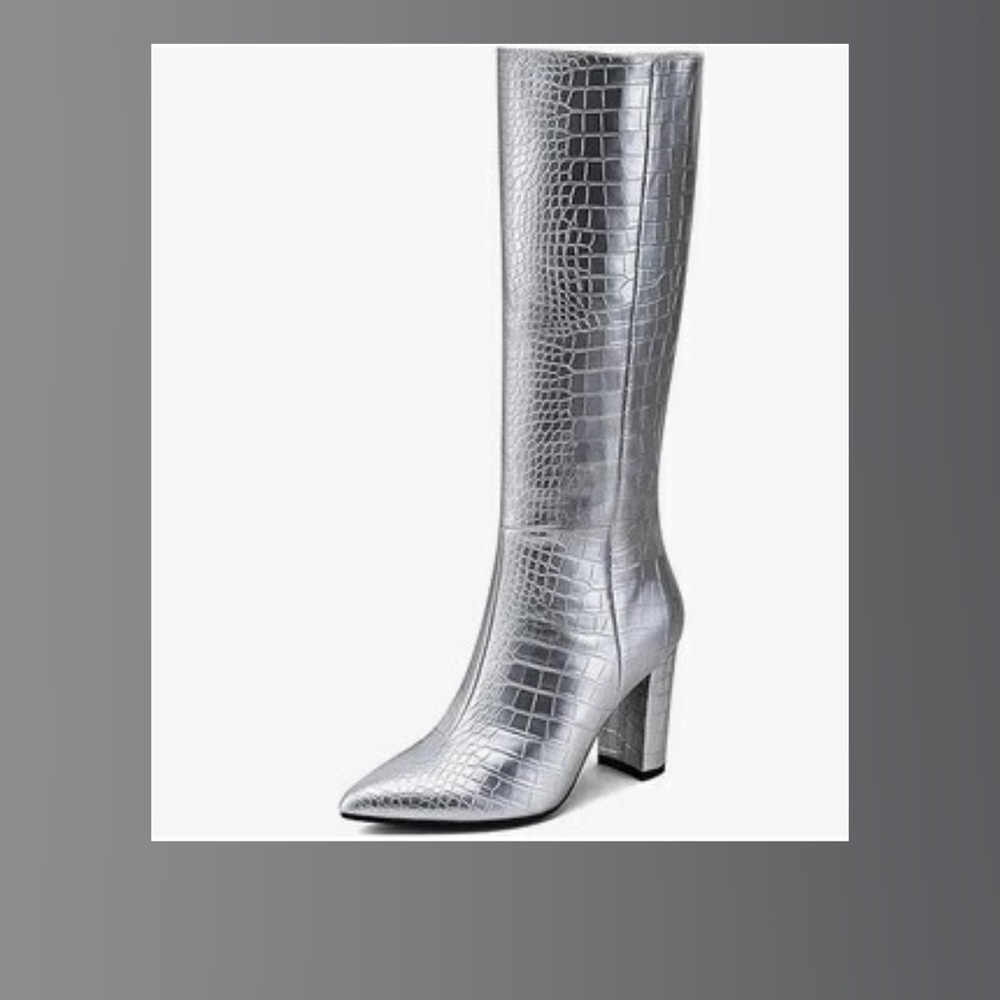 MODATOPE PAIR OF WOMENS TALL BOOTS in Faux Crocodile-Patent leather New in Box
